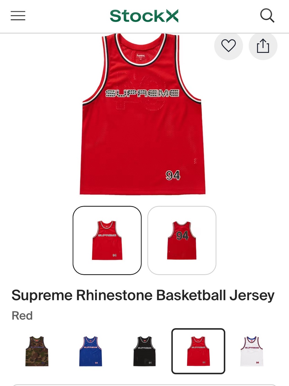 Supreme Rhinestone Mesh Basketball Jersey - Red with Black & White Trim
